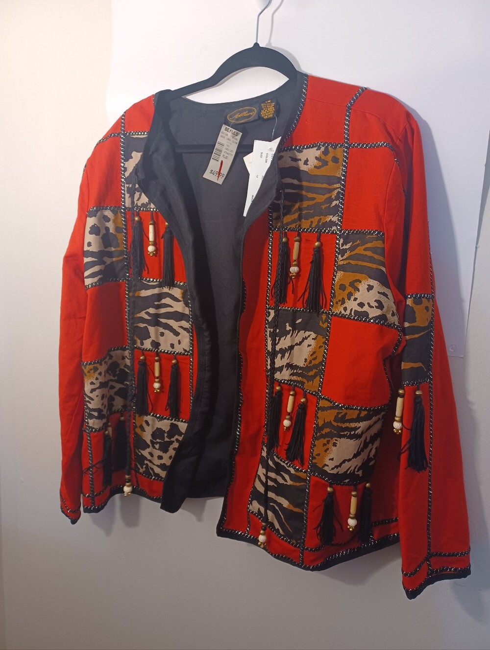 Allure Vintage Women's Red Patchwork Tassel Jacket New Oldstock 1X